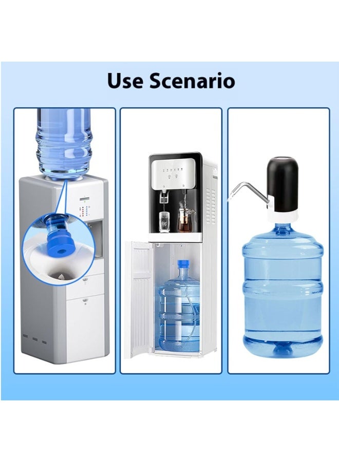 مضخة مياه لزجاجات سعة 5 جالونات - موزع كهربائي قابل لإعادة الشحن عبر منفذ USB لزجاجات سعة 2-5 جالونات - مضخة مياه شرب محمولة تعمل بلمسة واحدة مع خرطوم سيليكون آمن غذائيًا - Image 3